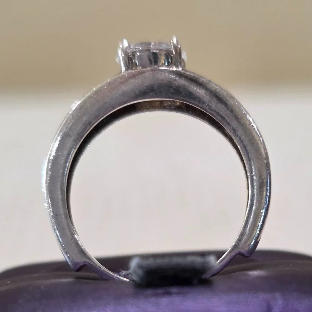 Vintage MCM Round Solitaire Sterling Silver Solitaire 925 GSJ Ring SZ 7